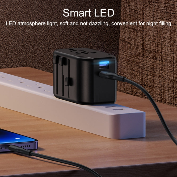 USAMS US-CC173 T55 12W Universal Multi Plug Travel Charger(Black)
