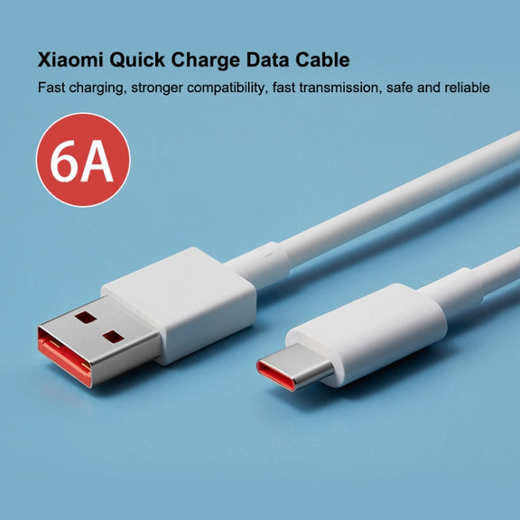 Original Xiaomi 6A USB to USB-C / Type-C Fast Charging Data Cable, Length: 1m