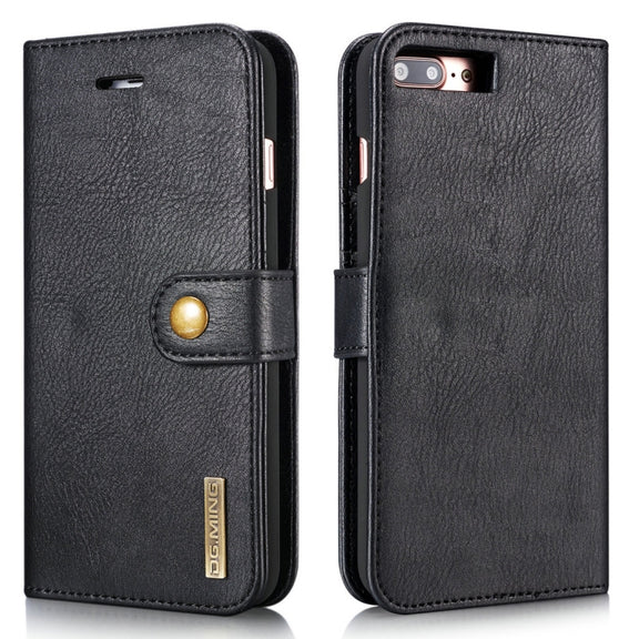 DG.MING for iPhone 8 Plus & iPhone 7 Plus Crazy Horse Texture Horizontal Flip Detachable Magnetic Protective Case with Holder & Card Slots & Wallet(Black)