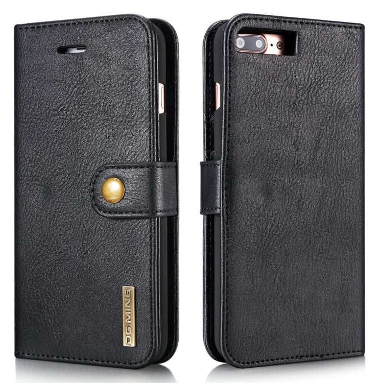 DG.MING for iPhone 8 Plus & iPhone 7 Plus Crazy Horse Texture Horizontal Flip Detachable Magnetic Protective Case with Holder & Card Slots & Wallet(Black)