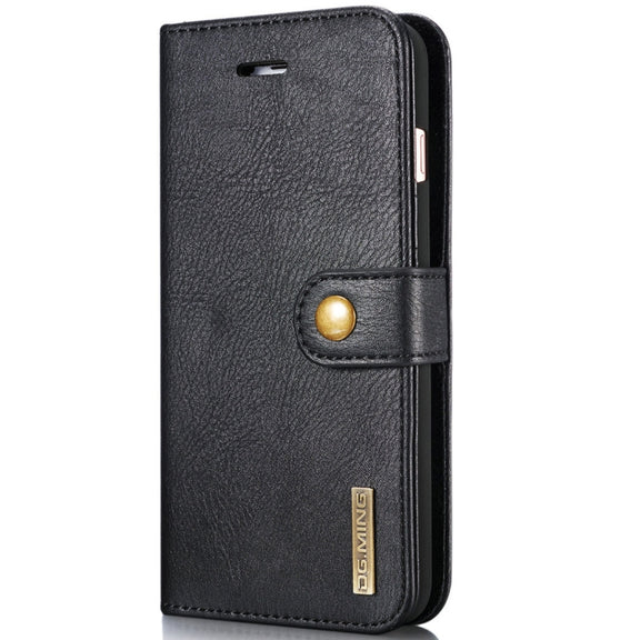 DG.MING for iPhone 8 Plus & iPhone 7 Plus Crazy Horse Texture Horizontal Flip Detachable Magnetic Protective Case with Holder & Card Slots & Wallet(Black)