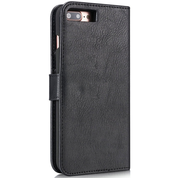 DG.MING for iPhone 8 Plus & iPhone 7 Plus Crazy Horse Texture Horizontal Flip Detachable Magnetic Protective Case with Holder & Card Slots & Wallet(Black)