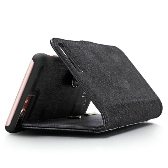 DG.MING for iPhone 8 Plus & iPhone 7 Plus Crazy Horse Texture Horizontal Flip Detachable Magnetic Protective Case with Holder & Card Slots & Wallet(Black)