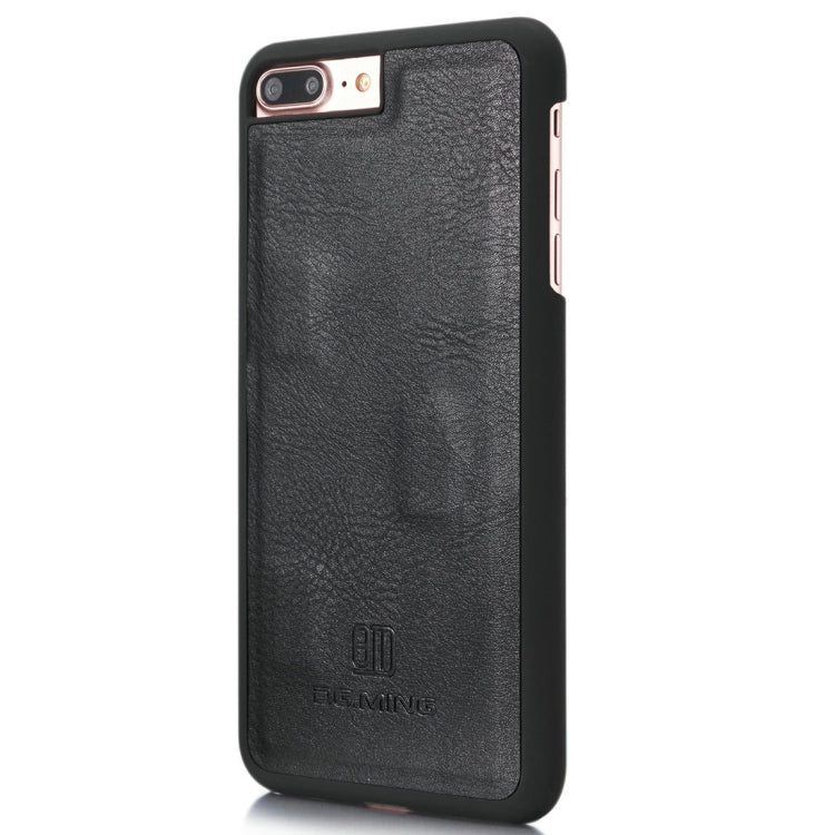 DG.MING for iPhone 8 Plus & iPhone 7 Plus Crazy Horse Texture Horizontal Flip Detachable Magnetic Protective Case with Holder & Card Slots & Wallet(Black)