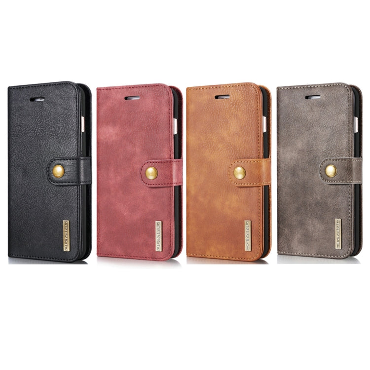 DG.MING for iPhone 8 Plus & iPhone 7 Plus Crazy Horse Texture Horizontal Flip Detachable Magnetic Protective Case with Holder & Card Slots & Wallet(Black)