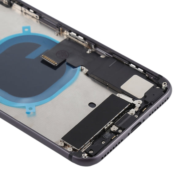 Battery Back Cover Assembly with Side Keys & Vibrator & Speaker Ringer Buzzer & Power Button + Volume Button Flex Cable & Card Tray for iPhone 8 Plus(Black)