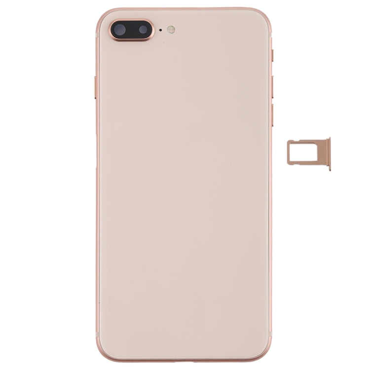 Battery Back Cover Assembly with Side Keys & Vibrator & Speaker Ringer Buzzer & Power Button + Volume Button Flex Cable & Card Tray for iPhone 8 Plus(Rose Gold)