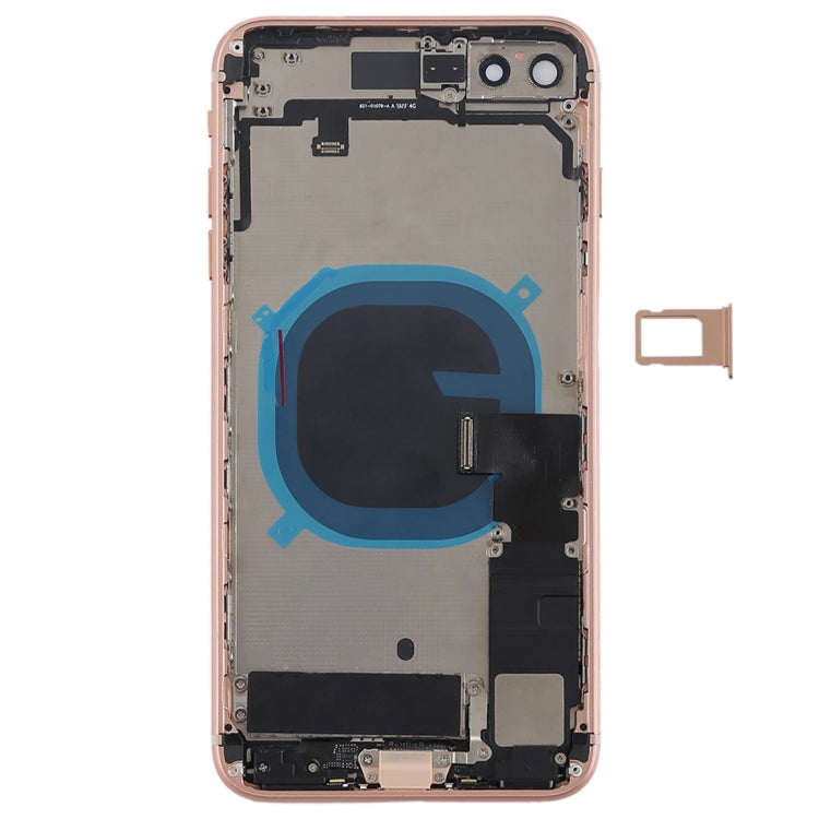 Battery Back Cover Assembly with Side Keys & Vibrator & Speaker Ringer Buzzer & Power Button + Volume Button Flex Cable & Card Tray for iPhone 8 Plus(Rose Gold)