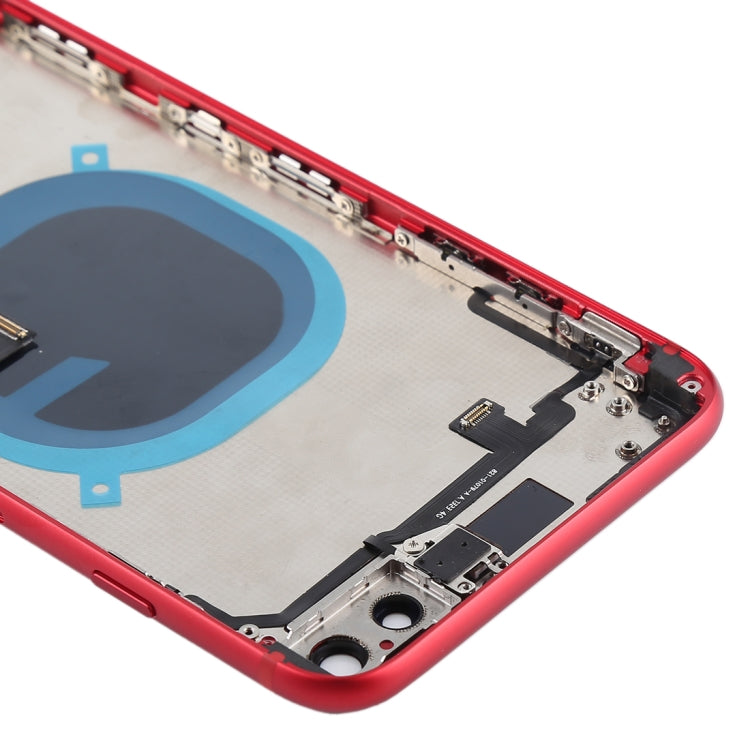 Battery Back Cover Assembly with Side Keys & Vibrator & Speaker Ringer Buzzer & Power Button + Volume Button Flex Cable & Card Tray for iPhone 8 Plus(Red)