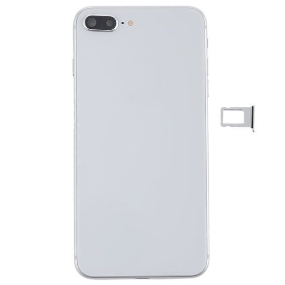 Battery Back Cover Assembly with Side Keys & Vibrator & Speaker Ringer Buzzer & Power Button + Volume Button Flex Cable & Card Tray for iPhone 8 Plus(Silver)