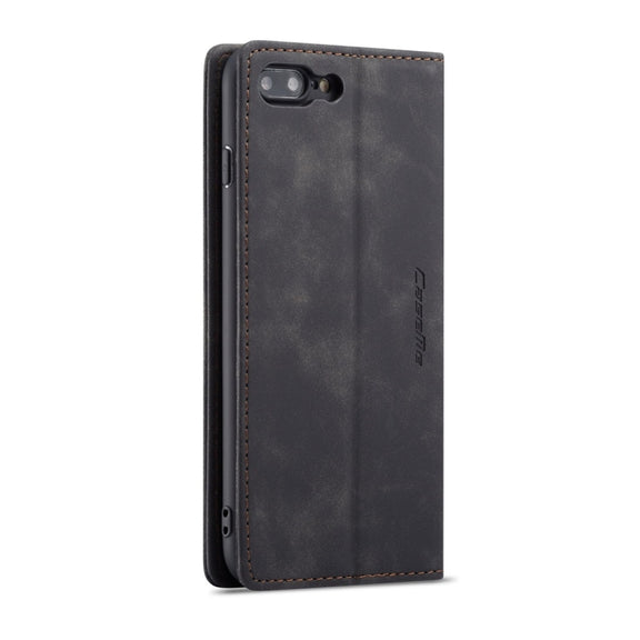 CaseMe-013 Multifunctional Retro Frosted Horizontal Flip Leather Case for iPhone 7 Plus / 8 Plus, with Card Slot & Holder & Wallet(Black)