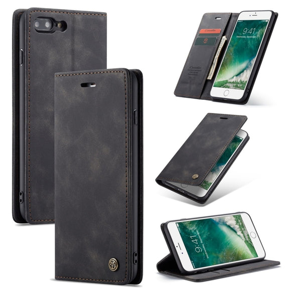 CaseMe-013 Multifunctional Retro Frosted Horizontal Flip Leather Case for iPhone 7 Plus / 8 Plus, with Card Slot & Holder & Wallet(Black)