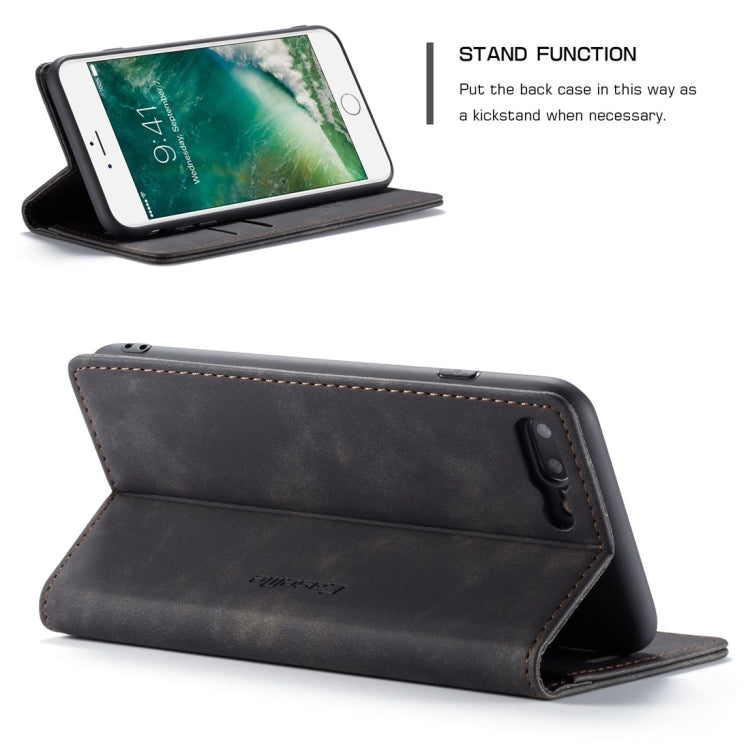 CaseMe-013 Multifunctional Retro Frosted Horizontal Flip Leather Case for iPhone 7 Plus / 8 Plus, with Card Slot & Holder & Wallet(Black)