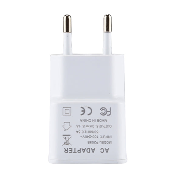 For iPhone 5V 2.1A Intellgent Identification USB Charger with 1m USB to 8 Pin Charging Cable, EU Plug(White)