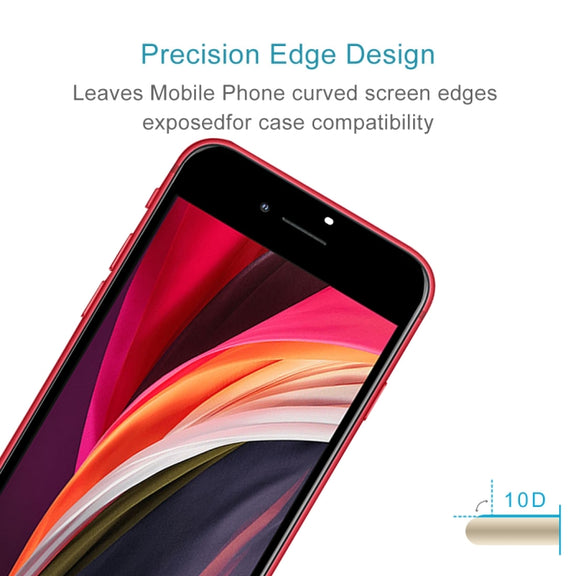 For iPhone SE 2022 / 2020 Full Screen Large Arc Edge High Aluminum Tempered Glass Film(Black)