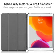 For iPad 10.2 Custer Texture Horizontal Flip Smart PU Leather Case with Sleep / Wake-up Function & Three-folding Holder (Grey)