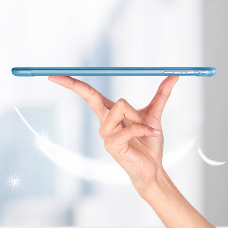 Multi-folding Shockproof TPU Protective Case for iPad 9.7 (2018) / 9.7 (2017) / air / air2, with Holder & Pen Slot(Blue)