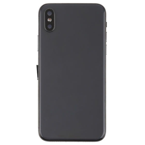 Battery Back Cover Assembly with Side Keys & Vibrator & Speaker Ringer Buzzer & Power Button + Volume Button Flex Cable & Card Tray & Battery Adhesive for iPhone X(Black)
