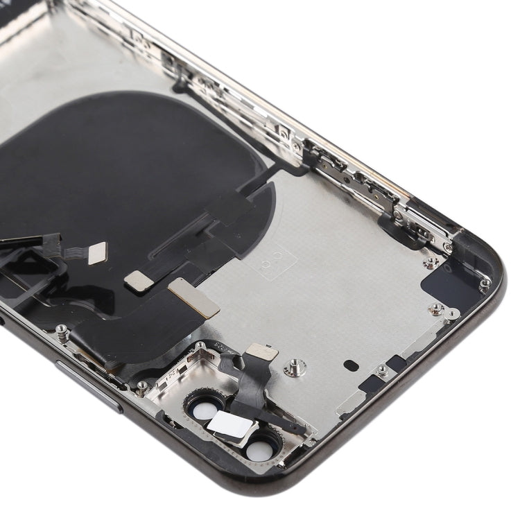 Battery Back Cover Assembly with Side Keys & Vibrator & Speaker Ringer Buzzer & Power Button + Volume Button Flex Cable & Card Tray & Battery Adhesive for iPhone X(Black)