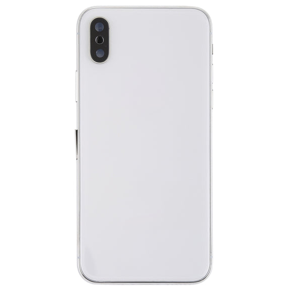 Battery Back Cover Assembly with Side Keys & Vibrator & Speaker Ringer Buzzer & Power Button + Volume Button Flex Cable & Card Tray & Battery Adhesive for iPhone X(White)