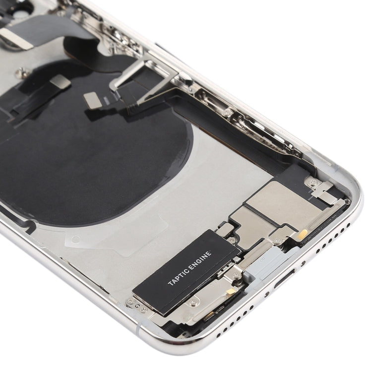 Battery Back Cover Assembly with Side Keys & Vibrator & Speaker Ringer Buzzer & Power Button + Volume Button Flex Cable & Card Tray & Battery Adhesive for iPhone X(White)