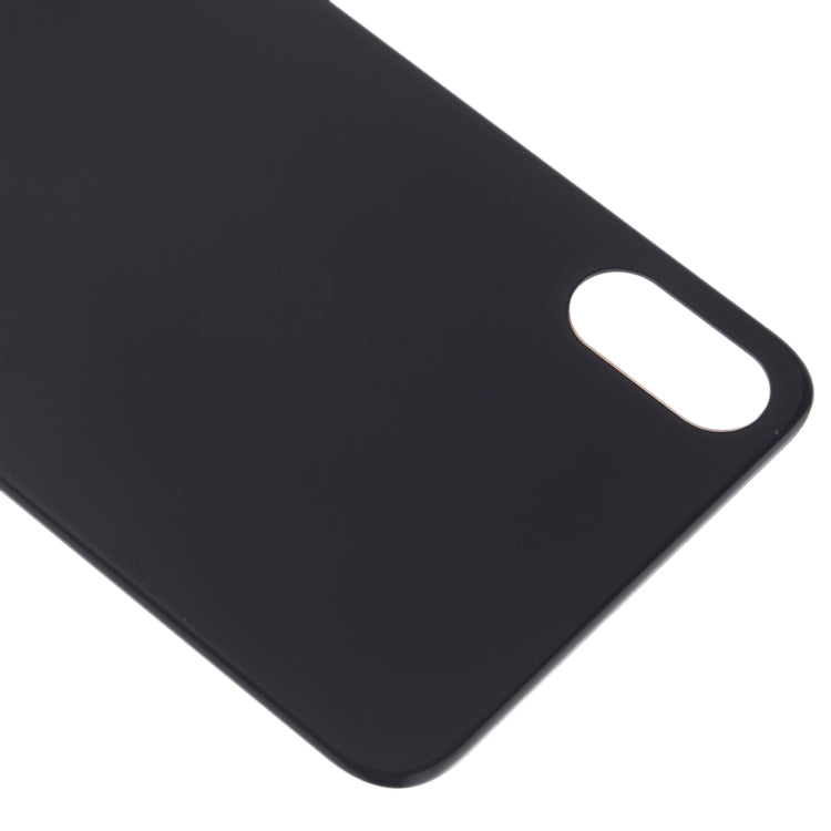 Easy Replacement Big Camera Hole Glass Back Battery Cover with Adhesive for iPhone X(Black)