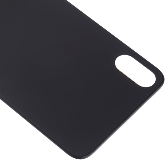 Easy Replacement Big Camera Hole Glass Back Battery Cover with Adhesive for iPhone X(Black)