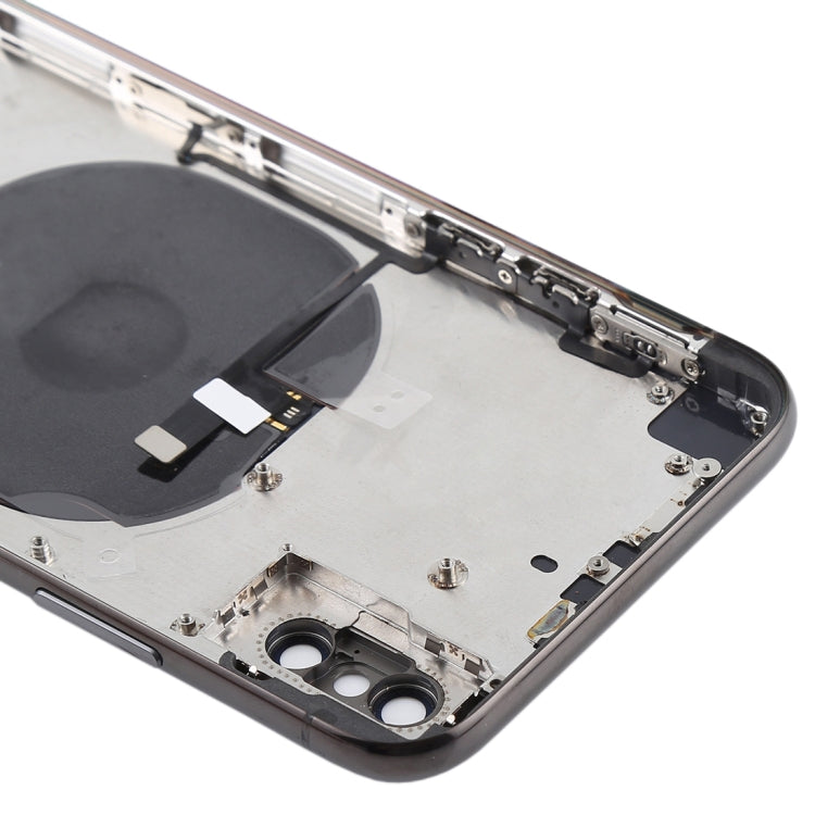 Battery Back Cover Assembly with Side Keys & Wireless Charging Module & Volume Button Flex Cable & Card Tray for iPhone X(Black)