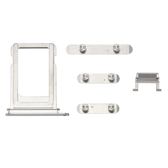 Card Tray + Volume Control Key + Power Button + Mute Switch Vibrator Key for iPhone X(Silver)