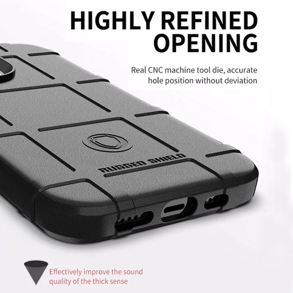 For iPhone 13 Pro Max Rugged Shield Full Coverage Shockproof TPU Case (Black)