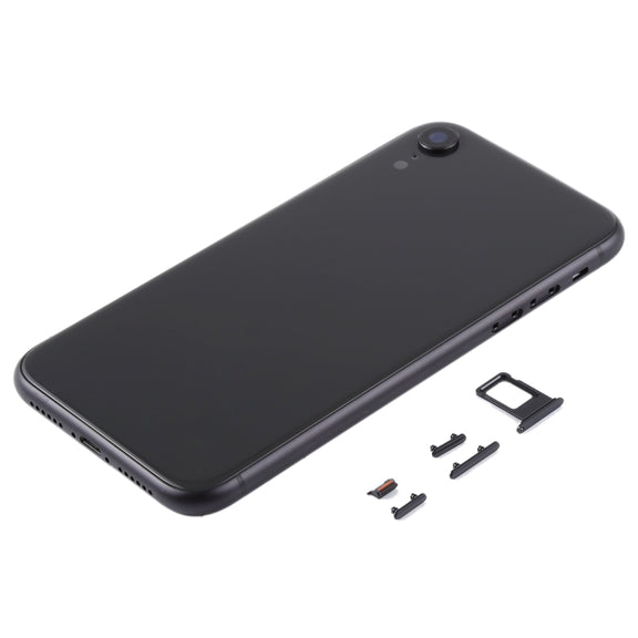 Back Housing Cover with Camera Lens & SIM Card Tray & Side Keys for iPhone XR(Black)