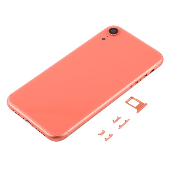 Back Housing Cover with Camera Lens & SIM Card Tray & Side Keys for iPhone XR(Coral)