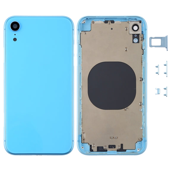 Back Housing Cover with Camera Lens & SIM Card Tray & Side Keys for iPhone XR(Blue)