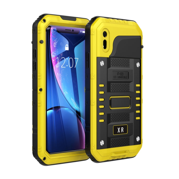 For iPhone XR Water-resistant Dustproof Shockproof Zinc Alloy + Silicone Case (Yellow)
