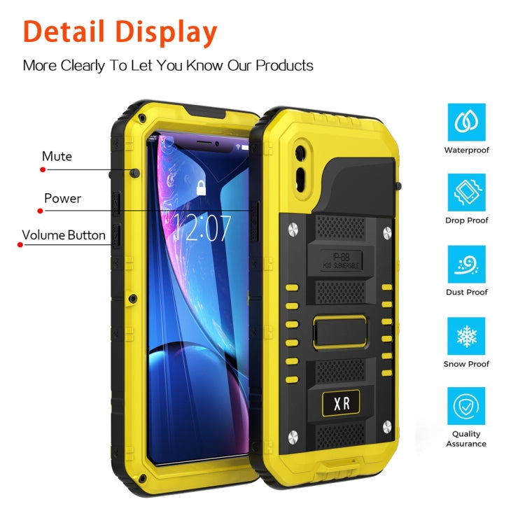 For iPhone XR Water-resistant Dustproof Shockproof Zinc Alloy + Silicone Case (Yellow)