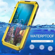 For iPhone XR Water-resistant Dustproof Shockproof Zinc Alloy + Silicone Case (Yellow)