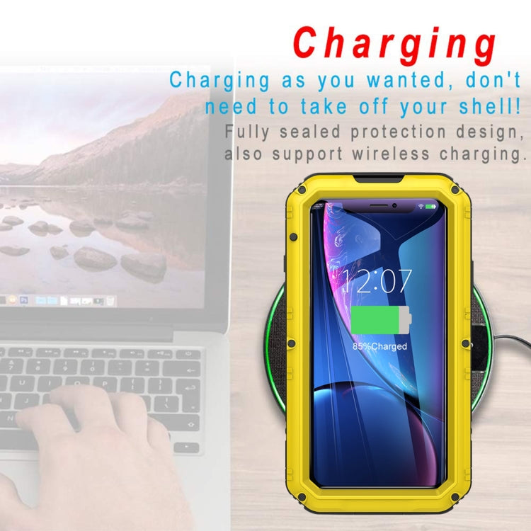 For iPhone XR Water-resistant Dustproof Shockproof Zinc Alloy + Silicone Case (Yellow)