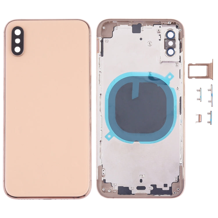 Back Cover with Camera Lens & SIM Card Tray & Side Keys for iPhone XS(Gold)