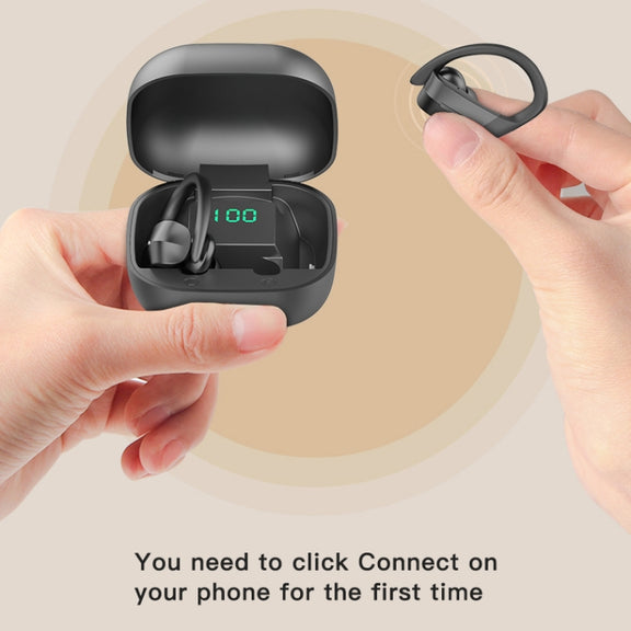 258 Wireless Ear-mounted Bluetooth Earphone with Charging Box & Digital Display, Support Touch & HD Call & Voice Assistant & NFC (White)