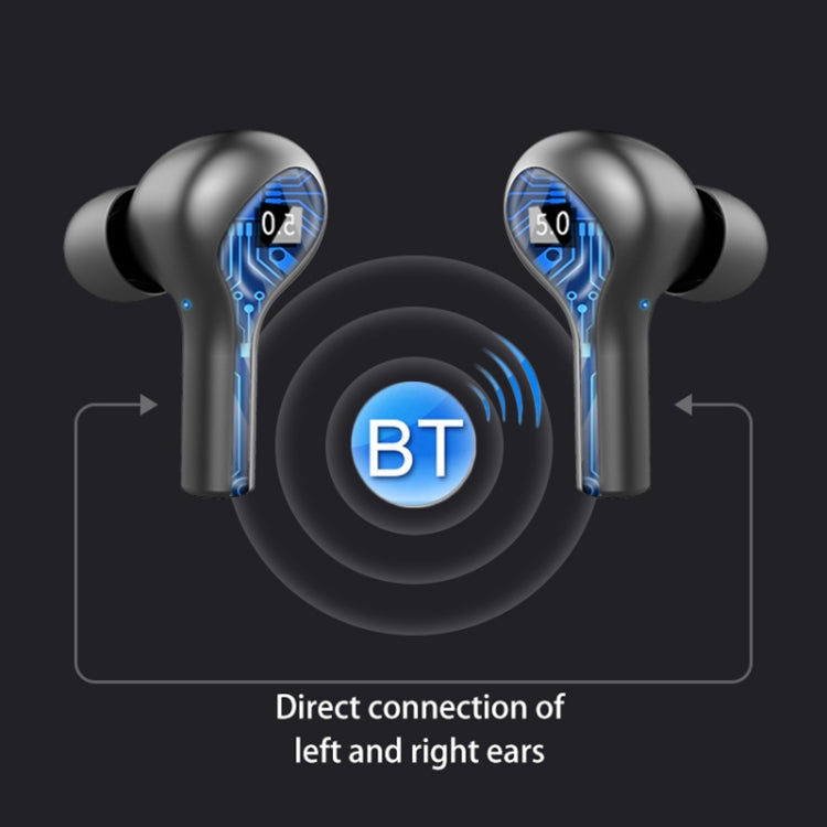 278 TWS External Noise Cancelling Touch Bluetooth Earphone with Charging Box, Support LED Power Digital Display & Breathing Lights & Call & Voice Assistant(Black)