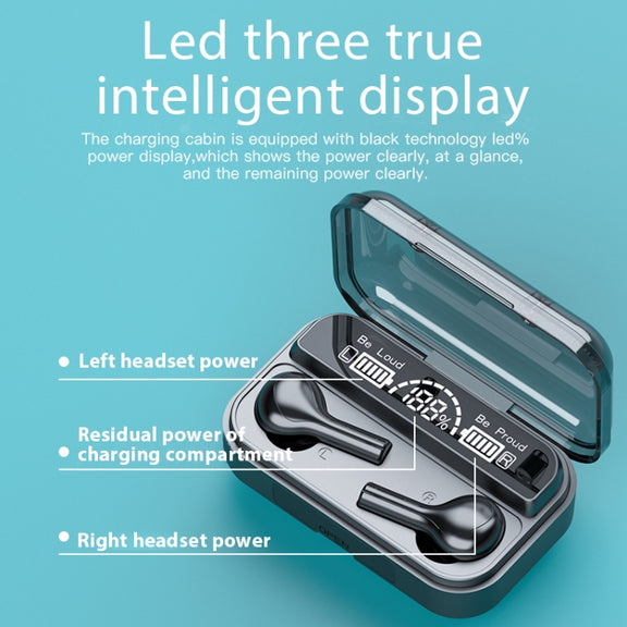 278 TWS External Noise Cancelling Touch Bluetooth Earphone with Charging Box, Support LED Power Digital Display & Breathing Lights & Call & Voice Assistant(Black)