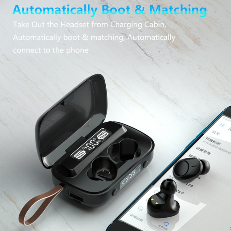 A13 TWS CVC8.0 and DSP Dual Noise Cancelling Touch Bluetooth Earphone with Charging Box, Support LED Digital Display & Clock & Flashlight & HD Call & Siri & Power Bank(Black)