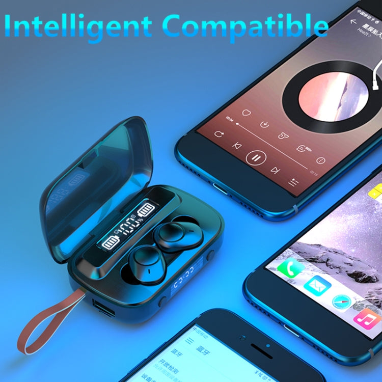 A13 TWS CVC8.0 and DSP Dual Noise Cancelling Touch Bluetooth Earphone with Charging Box, Support LED Digital Display & Clock & Flashlight & HD Call & Siri & Power Bank(Black)
