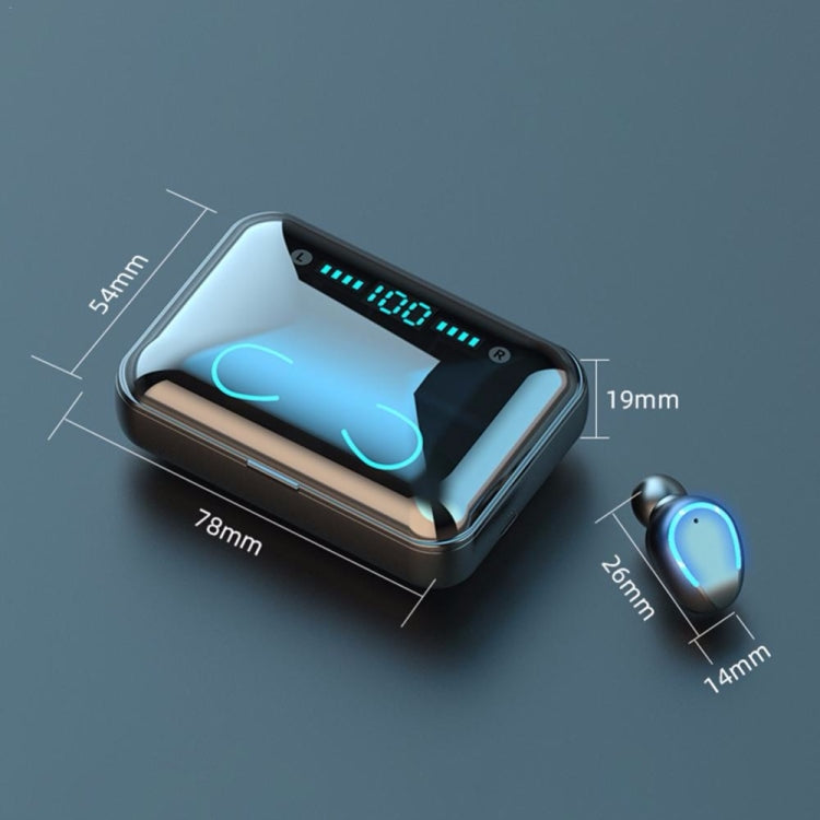 F9-5 Intelligent Noise Cancelling Touch Bluetooth Earphone with Charging Box, Supports Three-screen LED Power Display & HD Call & Power Bank & Siri(White)