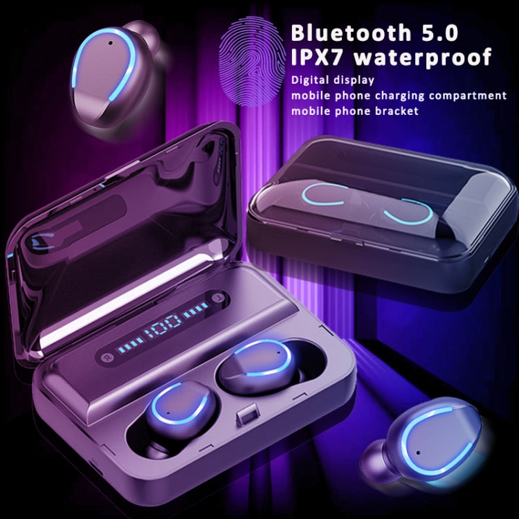 F9-5 Intelligent Noise Cancelling Touch Bluetooth Earphone with Charging Box, Supports Three-screen LED Power Display & HD Call & Power Bank & Siri(White)
