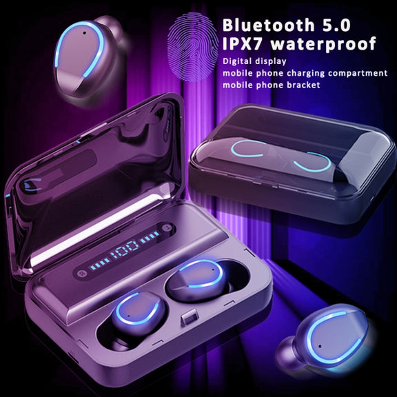 F9-5 Intelligent Noise Cancelling Touch Bluetooth Earphone with Charging Box, Supports Three-screen LED Power Display & HD Call & Power Bank & Siri(White)