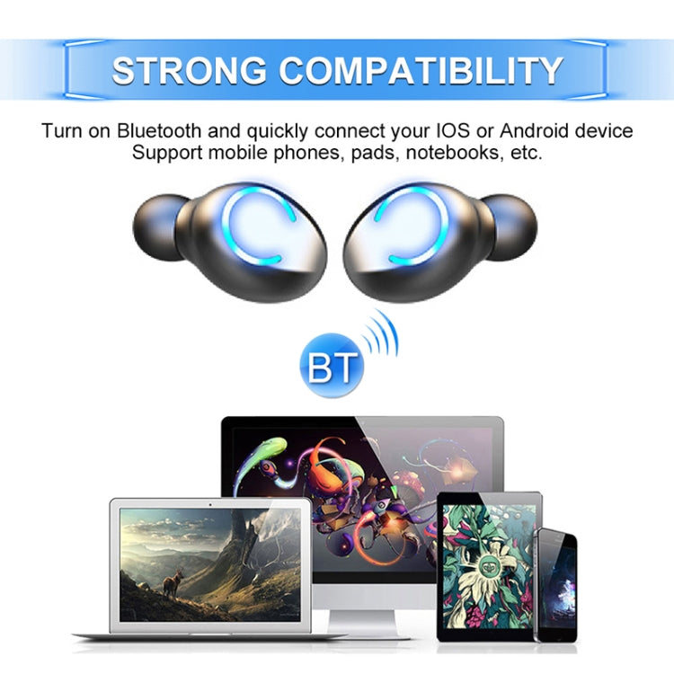 F9-6 TWS CVC8.0 Noise Cancelling Touch Bluetooth Earphone with Pull-out Cylindrical Charging Box, Support LED Power Digital Display & Call & Siri(Black)