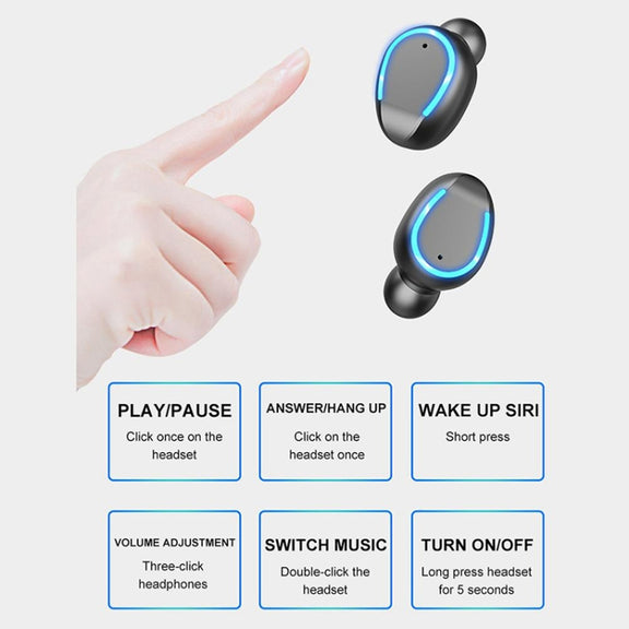F9-6 TWS CVC8.0 Noise Cancelling Touch Bluetooth Earphone with Pull-out Cylindrical Charging Box, Support LED Power Digital Display & Call & Siri(Black)