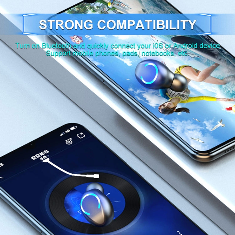 F9-6 TWS CVC8.0 Noise Cancelling Touch Bluetooth Earphone with Pull-out Cylindrical Charging Box, Support LED Power Digital Display & Call & Siri(Black)
