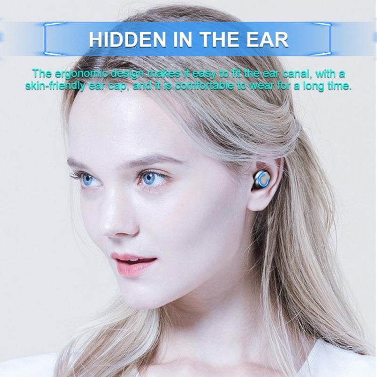 F9-8 TWS CVC8.0 Noise Cancelling Touch Mini Bluetooth Earphone with Charging Box, Support Three-screen LED Power Display & Mobile Phone Holder & Call & Voice Assistant(Black)